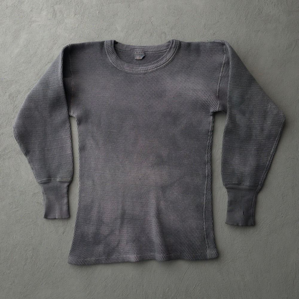 J.C. Penney Thermal T-shirt Mens M Gray Faded Waffle Knit 1970s